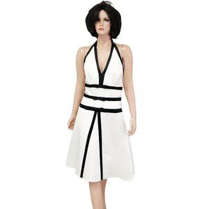 VINTAGE Scott McClintock White and Black Backless Dress